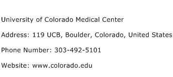 University of Colorado Medical Center Address Contact Number