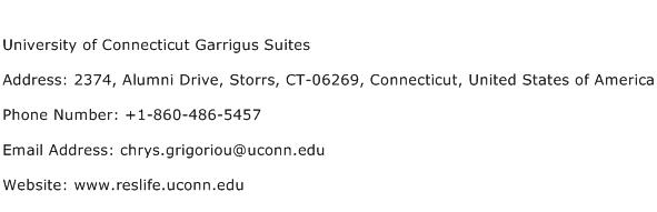 University of Connecticut Garrigus Suites Address Contact Number