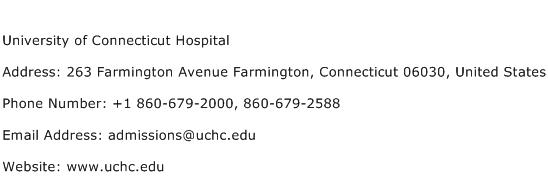 University of Connecticut Hospital Address Contact Number