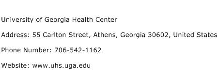 University of Georgia Health Center Address Contact Number