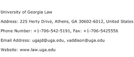 University of Georgia Law Address Contact Number