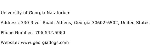 University of Georgia Natatorium Address Contact Number