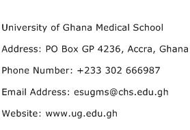 University of Ghana Medical School Address Contact Number