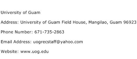 University of Guam Address Contact Number