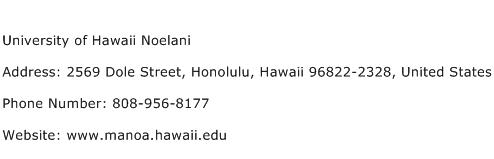 University of Hawaii Noelani Address Contact Number