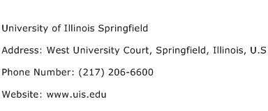 University of Illinois Springfield Address Contact Number