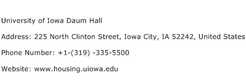 University of Iowa Daum Hall Address Contact Number