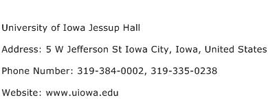 University of Iowa Jessup Hall Address Contact Number