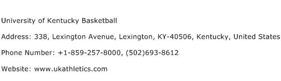 University of Kentucky Basketball Address Contact Number