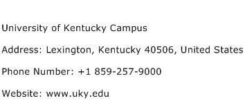 University of Kentucky Campus Address Contact Number