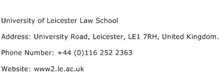 University of Leicester Law School Address Contact Number