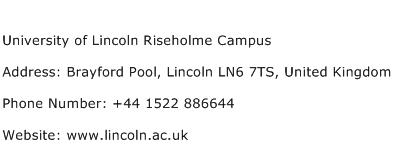 University of Lincoln Riseholme Campus Address Contact Number