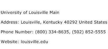 University of Louisville Main Address Contact Number
