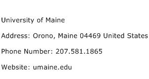 University of Maine Address Contact Number