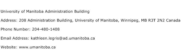 University of Manitoba Administration Building Address Contact Number