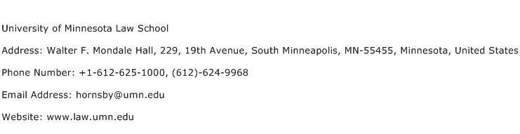 University of Minnesota Law School Address Contact Number