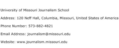 University of Missouri Journalism School Address Contact Number