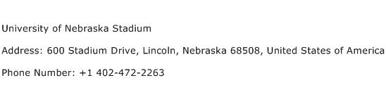 University of Nebraska Stadium Address Contact Number