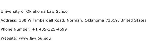 University of Oklahoma Law School Address Contact Number