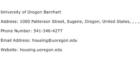 University of Oregon Barnhart Address Contact Number