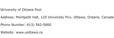 University of Ottawa Pool Address Contact Number