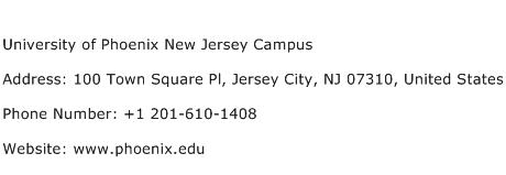 University of Phoenix New Jersey Campus Address Contact Number