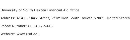 University of South Dakota Financial Aid Office Address Contact Number