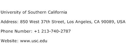 University of Southern California Address Contact Number