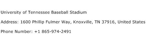 University of Tennessee Baseball Stadium Address Contact Number