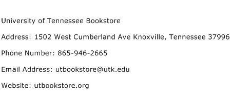 University of Tennessee Bookstore Address Contact Number