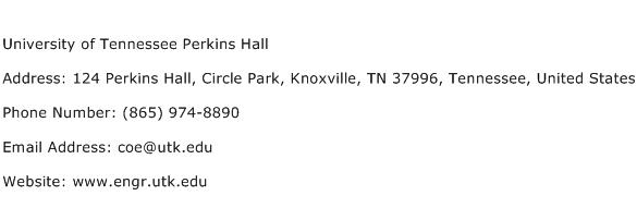 University of Tennessee Perkins Hall Address Contact Number