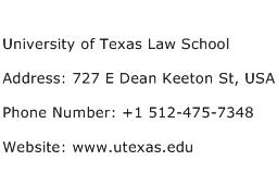 University of Texas Law School Address Contact Number