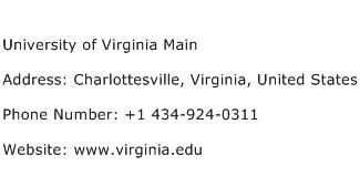University of Virginia Main Address Contact Number