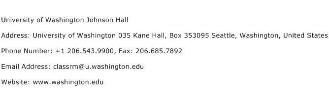 University of Washington Johnson Hall Address Contact Number