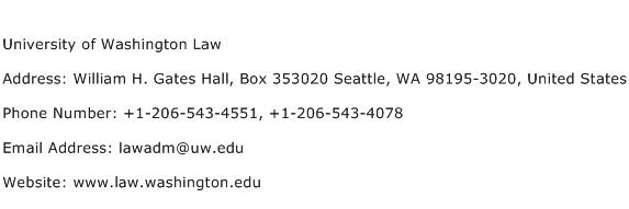 University of Washington Law Address Contact Number