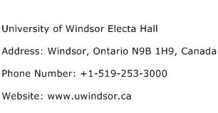 University of Windsor Electa Hall Address Contact Number