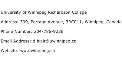 University of Winnipeg Richardson College Address Contact Number