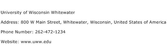 University of Wisconsin Whitewater Address Contact Number