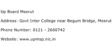 Up Board Meerut Address Contact Number
