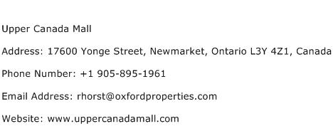Upper Canada Mall Address Contact Number