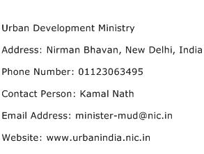 Urban Development Ministry Address Contact Number