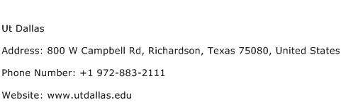 Ut Dallas Address Contact Number