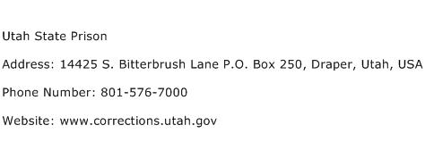 Utah State Prison Address Contact Number