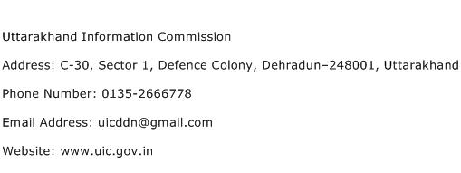 Uttarakhand Information Commission Address Contact Number