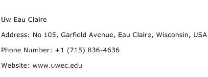 Uw Eau Claire Address Contact Number