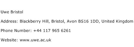 Uwe Bristol Address Contact Number