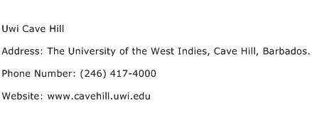 Uwi Cave Hill Address Contact Number
