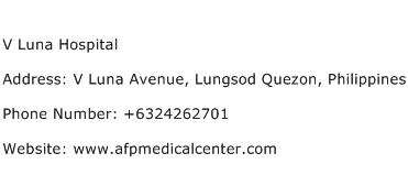 V Luna Hospital Address Contact Number