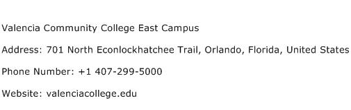 Valencia Community College East Campus Address Contact Number