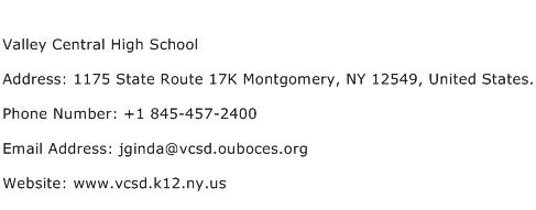 Valley Central High School Address Contact Number